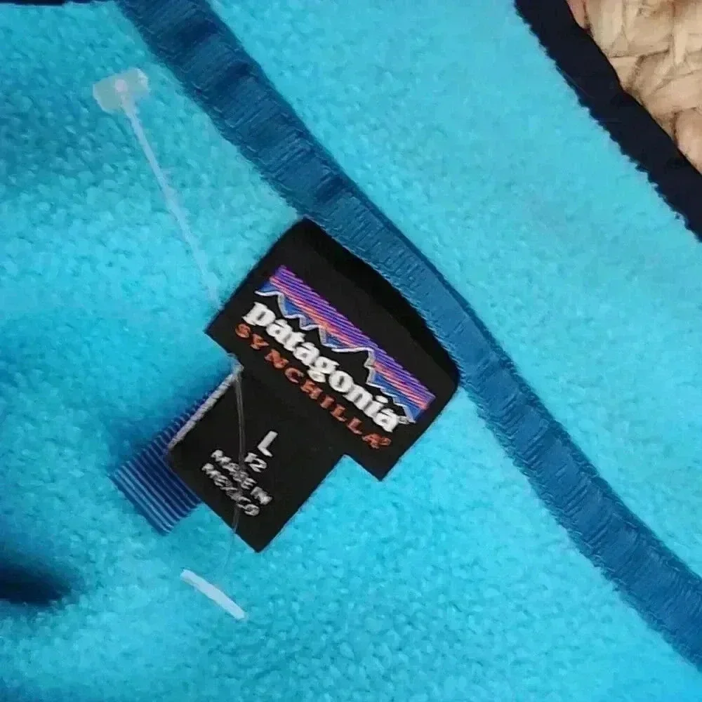 Patagonia Synchilla Snap T Fleece Girls L Youth 12 Teal‎ Pink Colorblock-A1